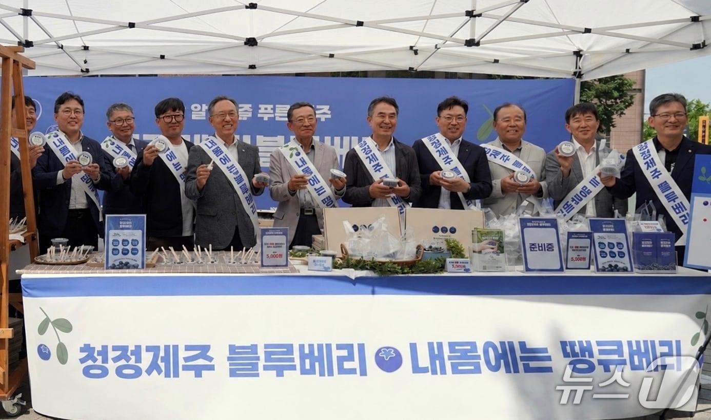 본문 이미지 - 지난 15일 서울 여의도에서 진행된 제주산 블루베리 판촉행사.(제주농협 제공. 재판매 및 DB 금지)