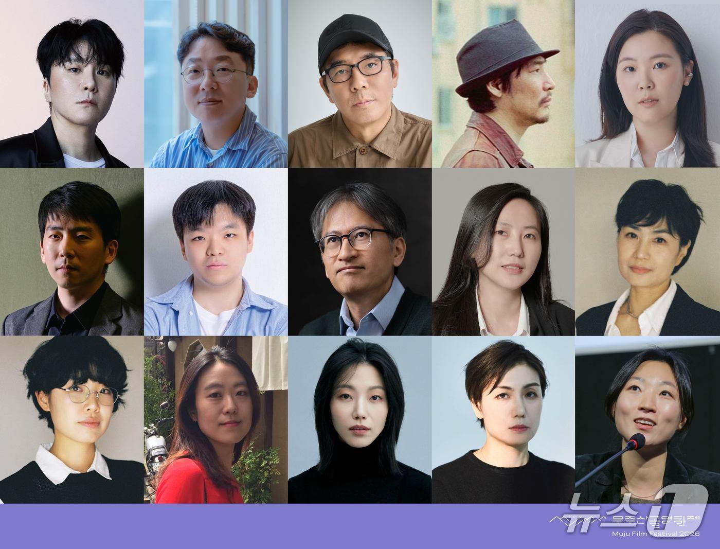 본문 이미지 - (좌측 상단부터) 변성현 감독, 김성훈 씨네21 디지털콘텐츠본부장, 김지운 감독, 모그 감독, 이은선 저널리스트, 손구용 감독, 김병규 평론가, 하지현 정신의학 박사, 이화정 저널리스트. 연분홍치마(김일란, 권오연), 정지혜 평론가, 배우 김신록, 김초희 감독, 차한비 평론가 등 토킹시네마 참여 게스트 15인.(무주산골영화제 제공. 재판매 및 DB 금지)