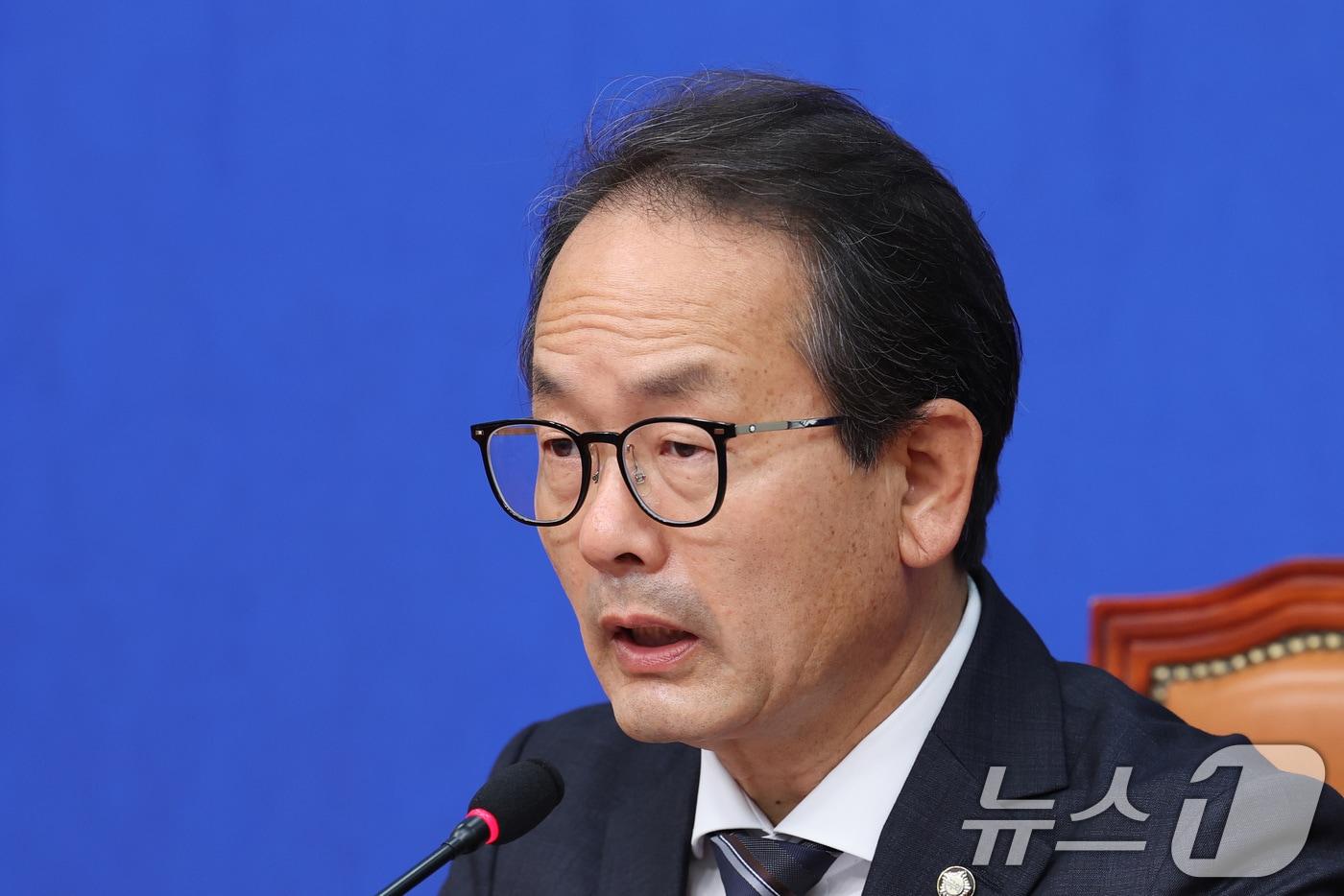 본문 이미지 - 강준현 더불어민주당 수석대변인이 19일 서울 여의도 국회에서 기자간담회를 하고 있다. 2026.5.19 ⓒ 뉴스1 신웅수 기자