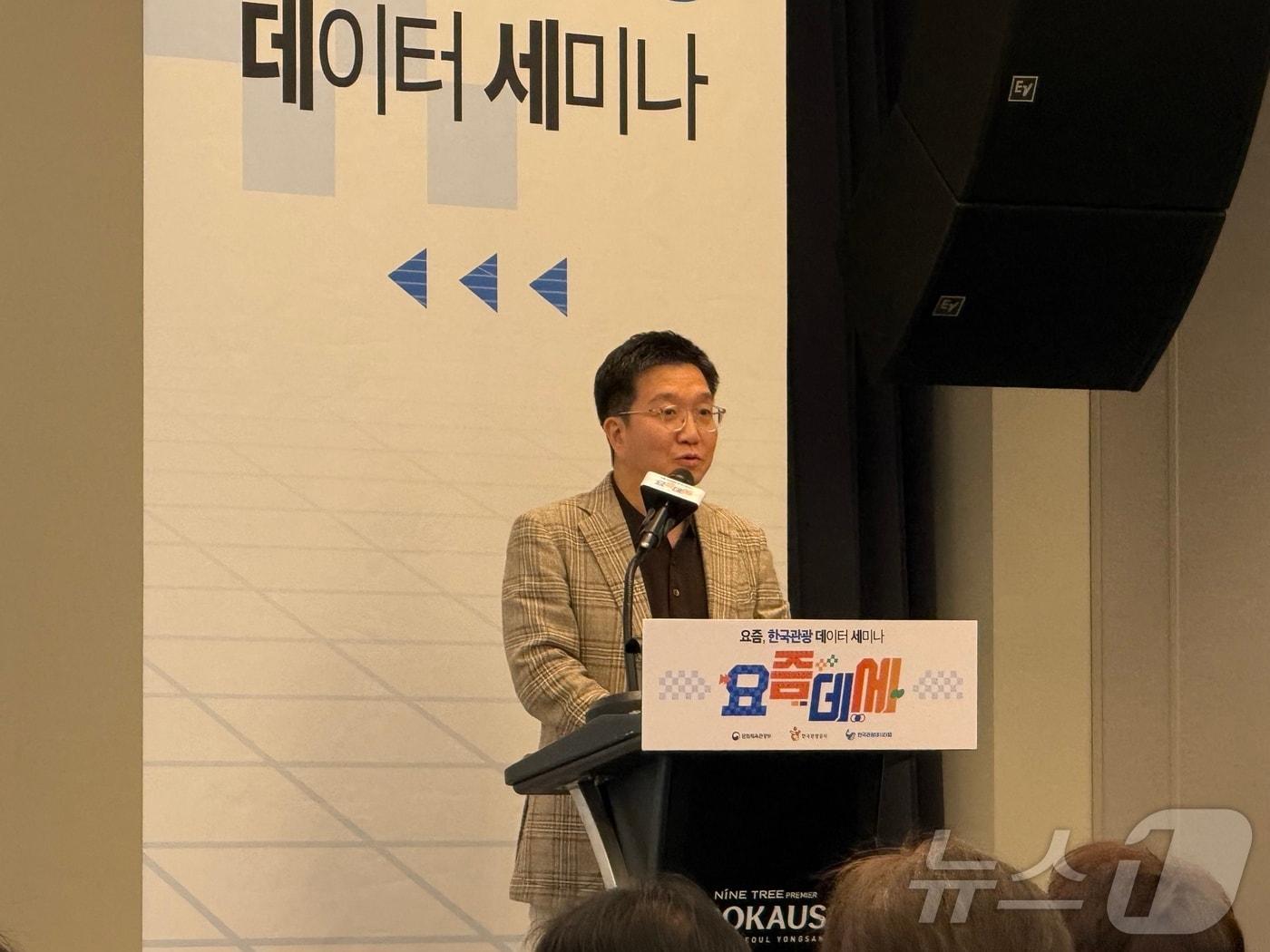 본문 이미지 - 박성혁 한국관광공사 사장이 19일 오후 서울 용산구 나인트리프리미어로카우스호텔서울용산에서 인사말을 하고 있다. ⓒ 뉴스1 윤슬빈 관광전문기자