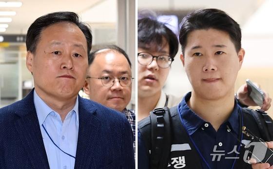 본문 이미지 - 삼성전자 사측 대표교섭위원인 여명구 반도체(DS) 부문 피플팀장(왼쪽)과 최승호 삼성그룹 초기업노동조합 삼성전자지부 위원장이 총파업 예고 시한을 이틀 앞둔 19일 정부세종청사 중앙노동위원회에서 열린 2차 사후조정 최종회의에 참석하고 있다. (공동취재) 2026.5.19/뉴스1