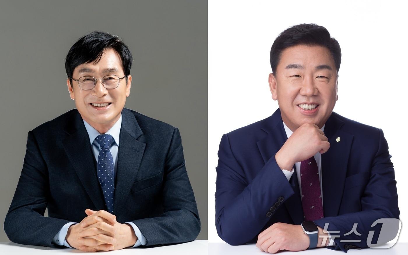 본문 이미지 - 청주시장 선거 이장섭 더불어민주당 후보(왼쪽)와 이범석 국민의힘 후보