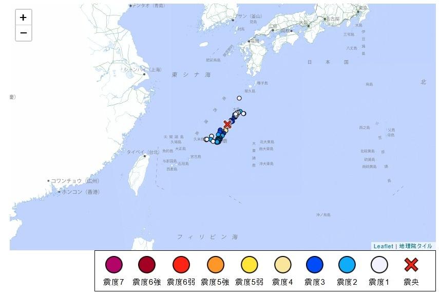 본문 이미지 - 20일 오전 11시 46분쯤 일본 오키니와 본섬 근행에서 규모 5.9의 지진이 발생했다. (일본 기상청 홈페이지)