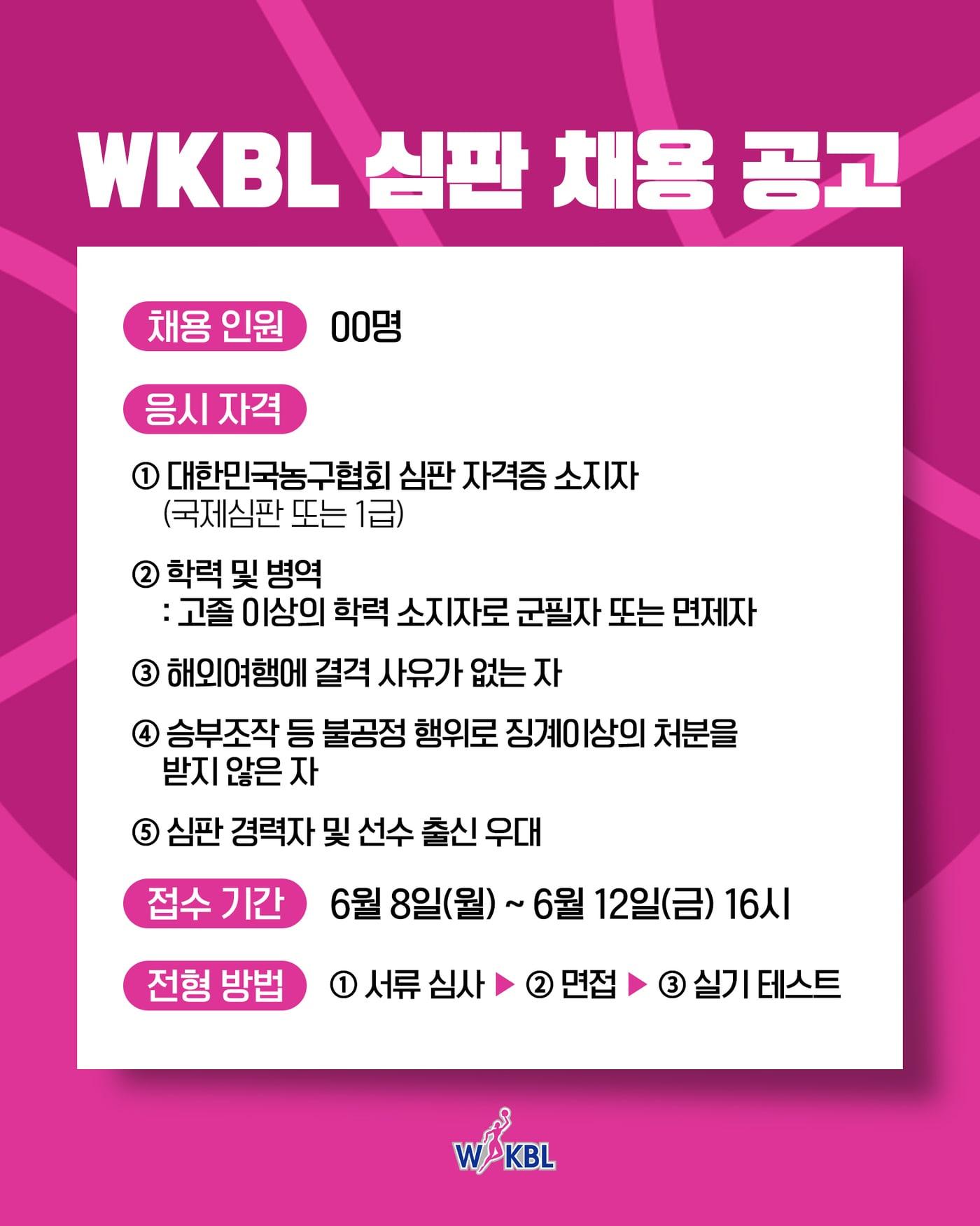 본문 이미지 - WKBL이 다음 달 심판 공개 모집을 진행한다. (WKBL 제공)