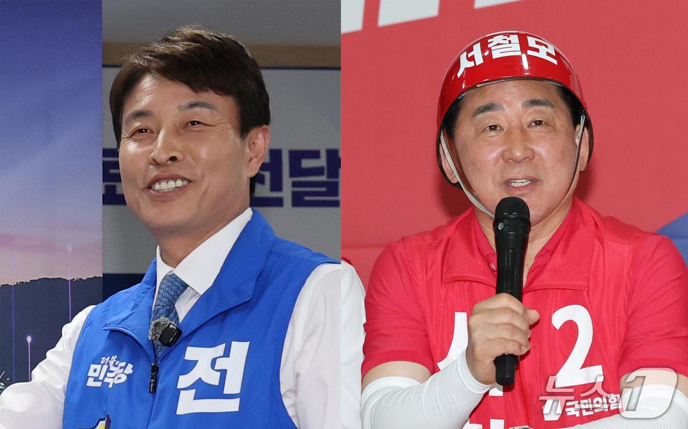 본문 이미지 - 전문학 더불어민주당 서구청장 후보(왼쪽), 서철모 국민의힘 서구청장 후보. ⓒ 뉴스1 김기태 기자