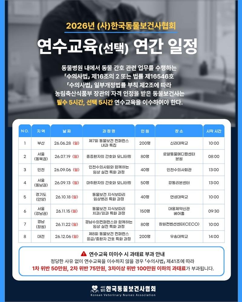 본문 이미지 - 동물보건사 연수교육 일정(한국동물보건사협회 제공) ⓒ 뉴스1