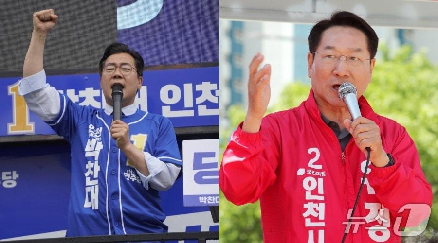 본문 이미지 - (왼쪽부터) 더불어민주당 박찬대, 국민의힘 유정복 인천시장 후보.