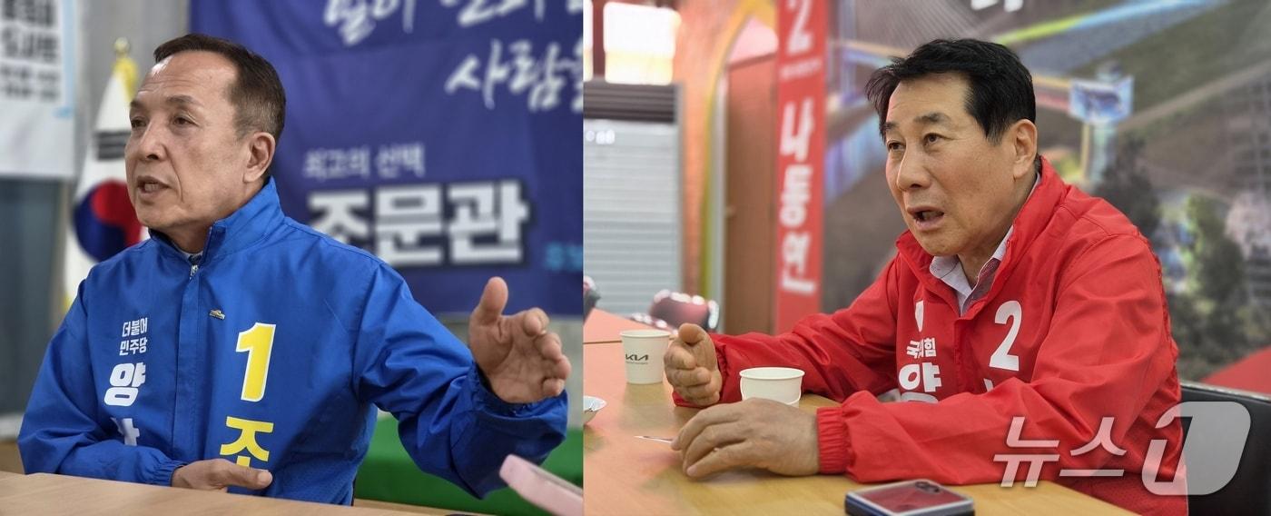 본문 이미지 - 조문관 더불어민주당 양산시장 후보(왼쪽), 나동연 국민의힘 양산시장 후보(오른쪽). ⓒ News1 임순택 기자