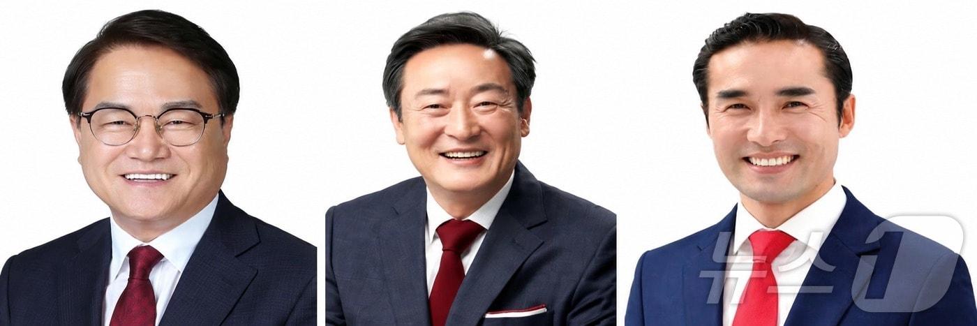 본문 이미지 - 6·3 지방선거 청도군수 선거가 공직선거법 위반 의혹 수사와 무소속 후보들의 추격 속에 공약 경쟁으로 달아오르고 있다.왼족 부터 김하수,박권현,이승민 ⓒ 뉴스1 김대벽기자