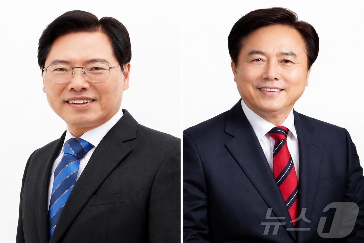 본문 이미지 - 경북 안동시장 선거가 후보 측 관계자 긴급체포 등으로 혼탁 양상을 보이는 가운데 후보별 공약 검증이 중요해지고 있다.왼쪽부터 이삼걸 후보, 권기창 후보.ⓒ 뉴스1 김대벽기자
