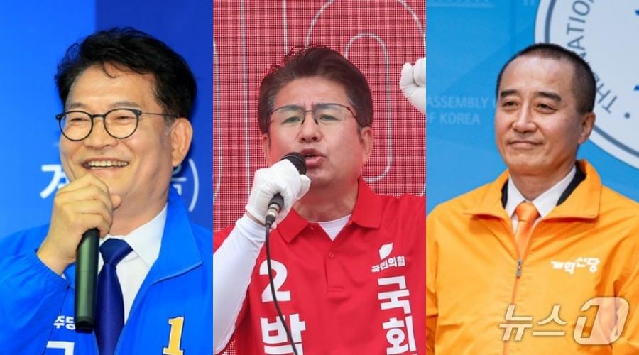본문 이미지 - 인천 연수갑 국회의원 보궐선거에 출마한 (왼쪽부터) 송영길, 박종진, 정승연 후보.2025.4.29/뉴스1