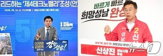 본문 이미지 - 성남시장 선거에 나선 김병욱 더불어민주당 후보(왼쪽)와 신상진 국민의힘 후보./뉴스1 DB
