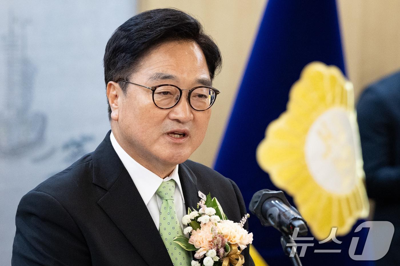 본문 이미지 - 우원식 국회의장이 지난 5월 29일 서울 여의도 국회에서 열린 제22대 국회 전반기 국회의장단 퇴임식에서 퇴임사를 하고 있다. 2026.5.29 ⓒ 뉴스1 유승관 기자
