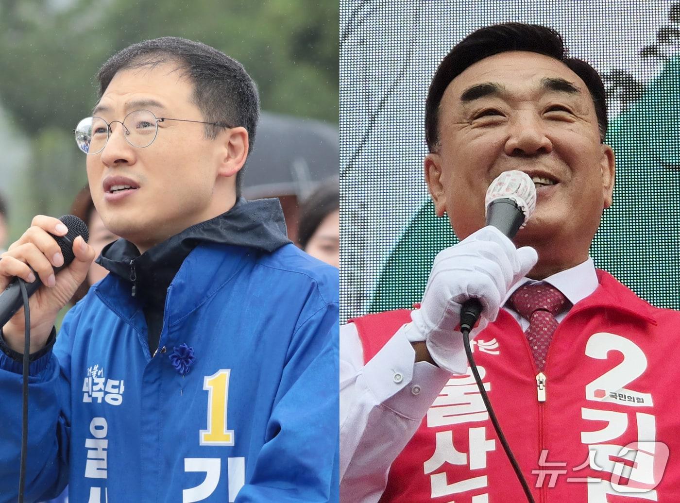 본문 이미지 - 김상욱 더불어민주당(왼쪽), 김두겸 국민의힘 울산시장 후보. /뉴스1 DB