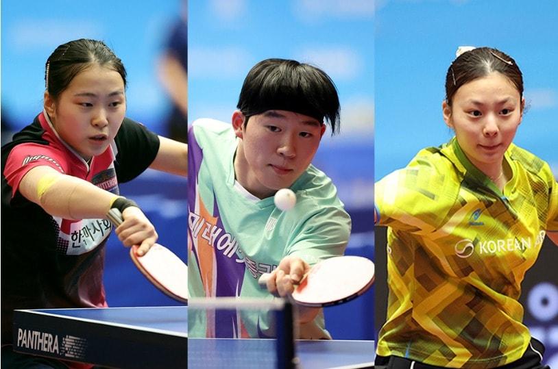 본문 이미지 - 탁구 국가대표팀에 선발된 이다은, 박규현, 박가현. (왼쪽부터) (대한탁구협회 제공)