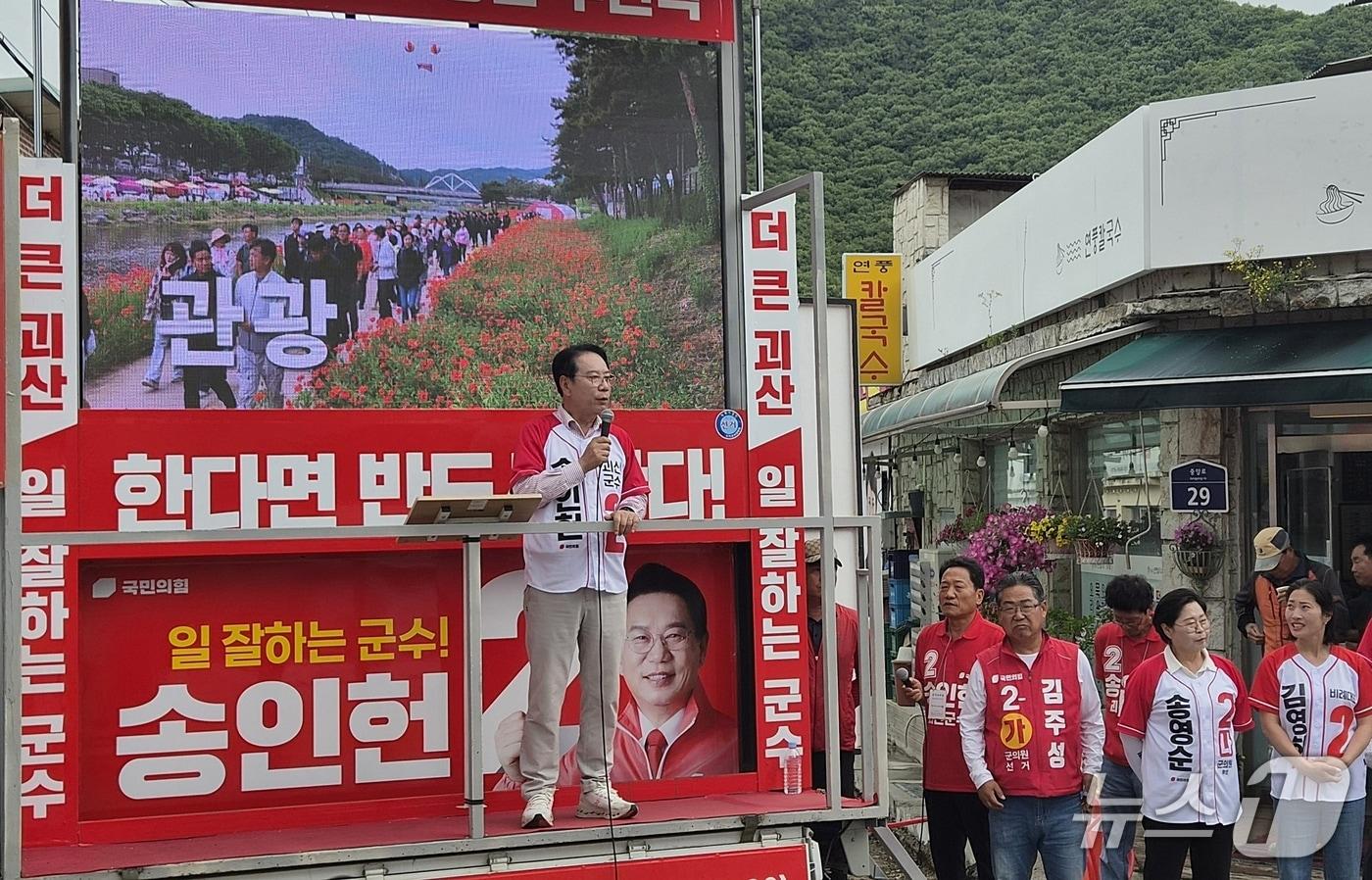 본문 이미지 - 송인헌 국민의힘 괴산군수 후보 거리유세.(자료사진)/뉴스1