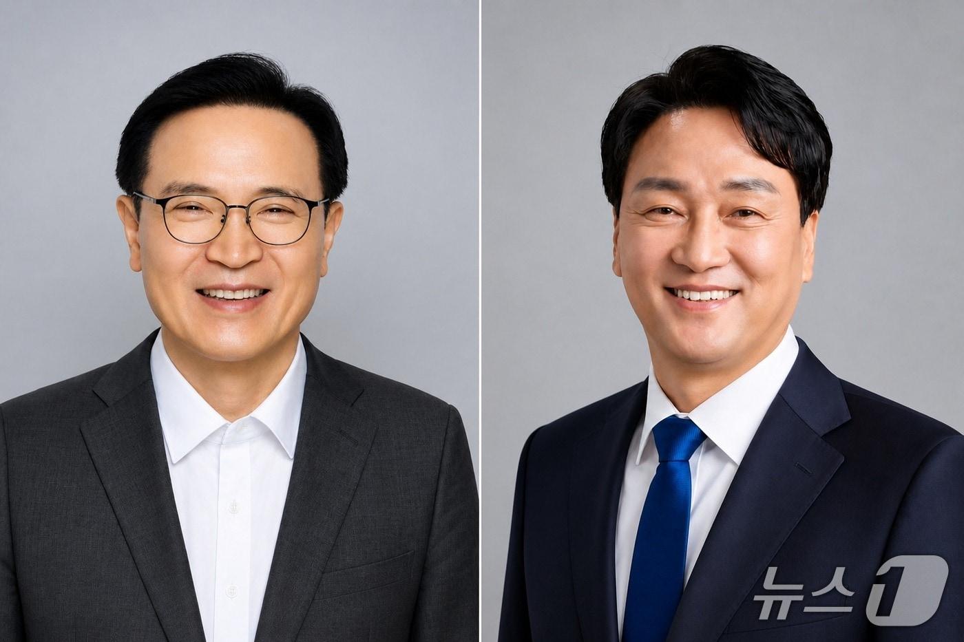 본문 이미지 -   왼쪽부터 임태희·안민석 경기도교육감 후보