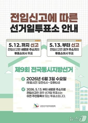 본문 이미지 - 전입신고에 따른 선거일투표소 안내 포스터.(부산시선관위 제공. 재판매 및 DB금지)