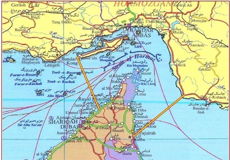 본문 이미지 - 이란 IRGC가 새로 공개한 호르무즈 해협 통제 지도. 메흐르통신 화면 캡처. 2026.05.04