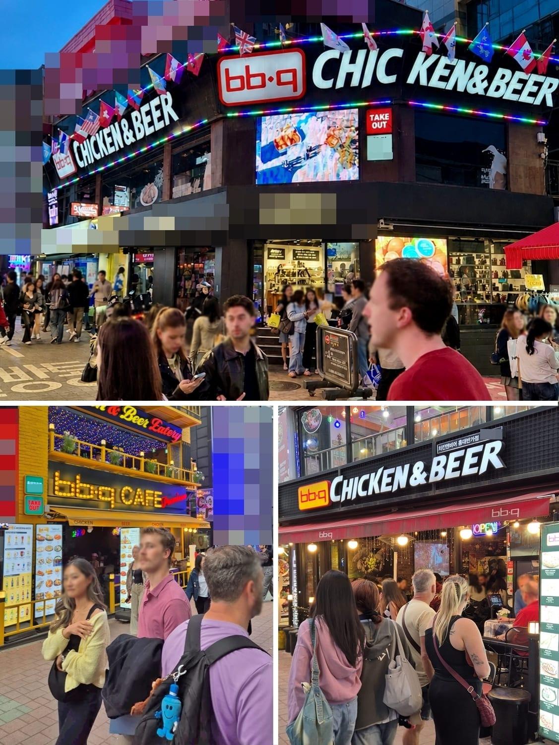 본문 이미지 - 외국인 관광객 유입 증가와 함께 활기를 띠고 있는 홍대 상권 내 BBQ 매장 전경.(BBQ 제공)