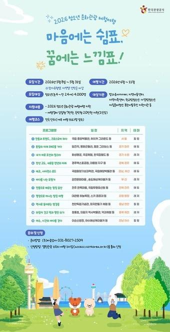 본문 이미지 - 2026 청소년 문화관광 체험여행 포스터(한국관광공사 제공)