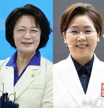 본문 이미지 - 추미애 더불어민주당 경기지사 후보(왼쪽)와 양향자 국민의힘 경기지사 후보. ⓒ 뉴스1