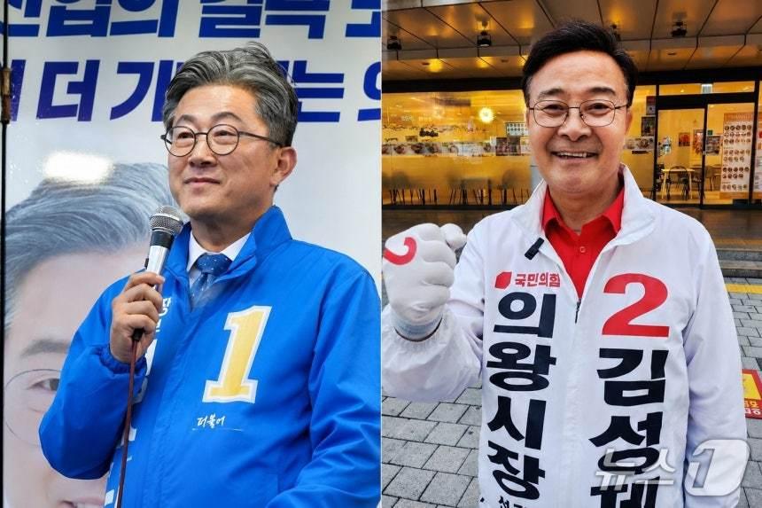 본문 이미지 - 제9회 전국동시지방선거 경기 의왕시장 선거에 출마한 정순욱 더불어민주당 후보(왼쪽)와 김성제 국민의힘 후보. (각 후보 선거캠프 제공. 재판매 및 DB 금지) 2026.5.23/뉴스1