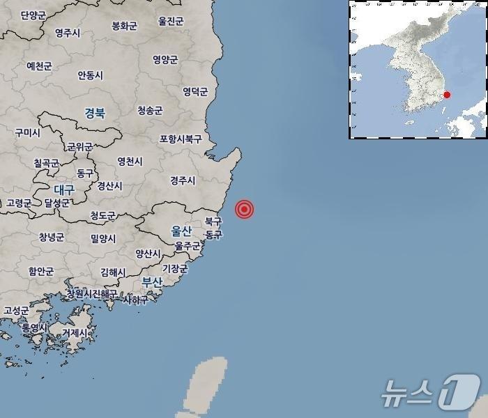 본문 이미지 - 10일 오전 3시 16분께 울산 북구 동북동쪽 24k㎞ 해역에서 규모 2.9의 지진이 발생했다.(기상청 제공. 재판매 및 DB금지)/뉴스1