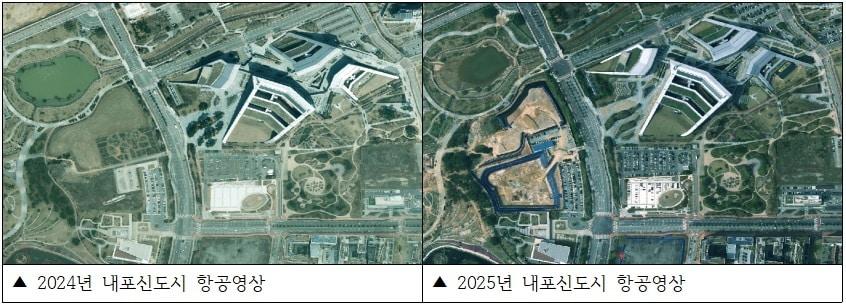 본문 이미지 - 기존 항공영상 사진(왼쪽)과 최신 항공영상 비교 모습.(충남도 제공. 재판매 및 DB금지)/뉴스1