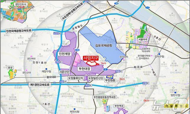 본문 이미지 - 부천 대장 공공주택지구 인근 '대장안 해제 취락' 위치도.(경기도 제공. 재판매 및 DB금지)