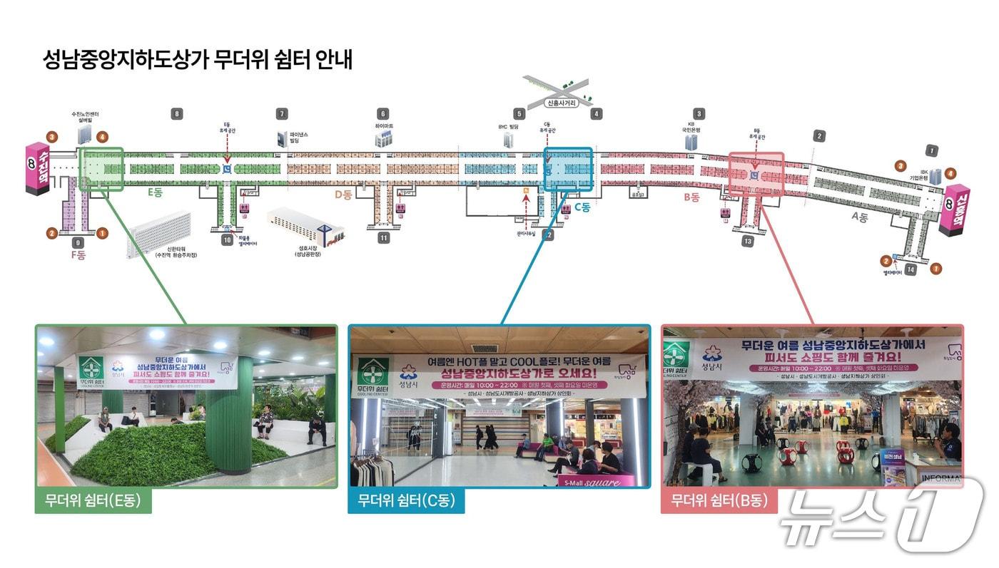 본문 이미지 - 성남중앙지하도상가 무더위쉼터 안내도.(성남시 제공. 재판매 및 DB금지)/뉴스1