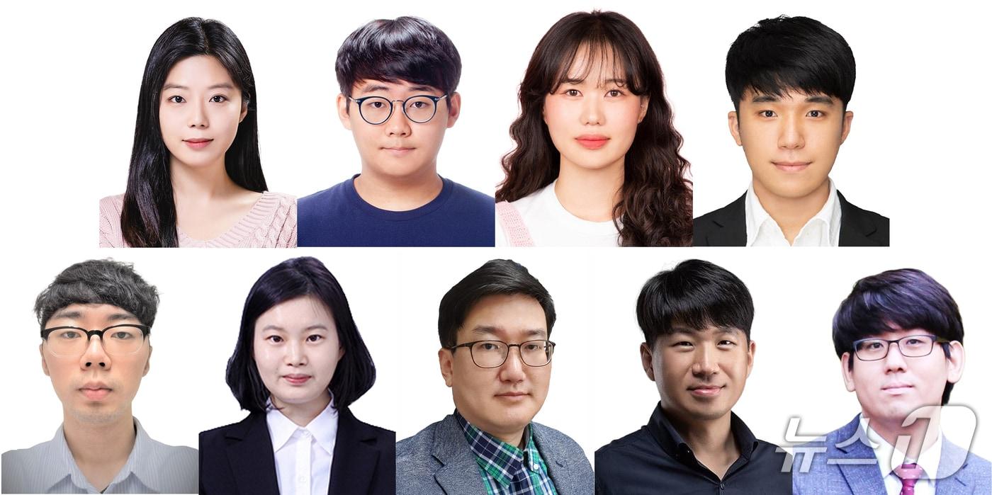 본문 이미지 - GIST 정현호·KAIST 송영민 교수, GIST 전영수 교수, 윤소영 연구원,이주형 석박통합과정생, 김도은 박사후연구원, 김주환 석박통합과정생, 마지영 석사과정생, 김규린 석박통합과정생(아랫줄 오른쪽부터 시계방향)(지스트 제공, 재판매 및 DB금지)/뉴스1 
