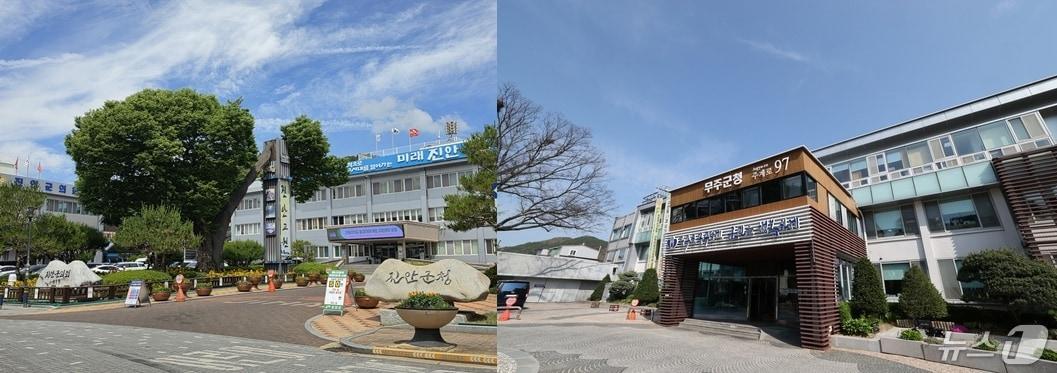 본문 이미지 - 전북 진안군청(왼쪽)과 무주군청(오른쪽) 전경./뉴스1 