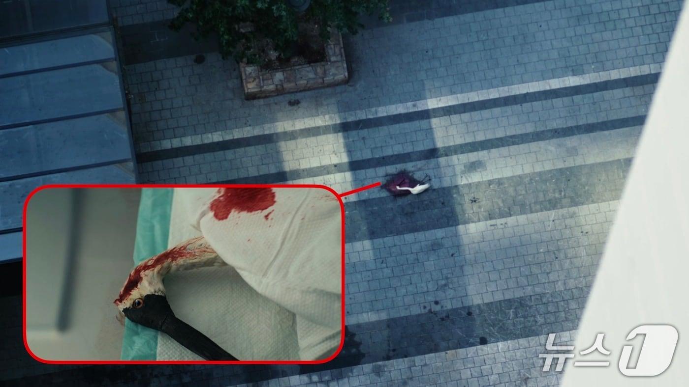 본문 이미지 - 고은상 감독 작품 '신도시케이'의 한 장면. 아파트에 부딪혀 죽어있는 새를 살펴보니 멸종위기종 '저어새' 였다. (환경재단 제공) ⓒ 뉴스1