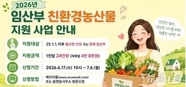 본문 이미지 - 제천시 임산부 친환경농산물 지원사업 홍보물.(제천시 제공. 재판매 및 DB금지)/뉴스1 