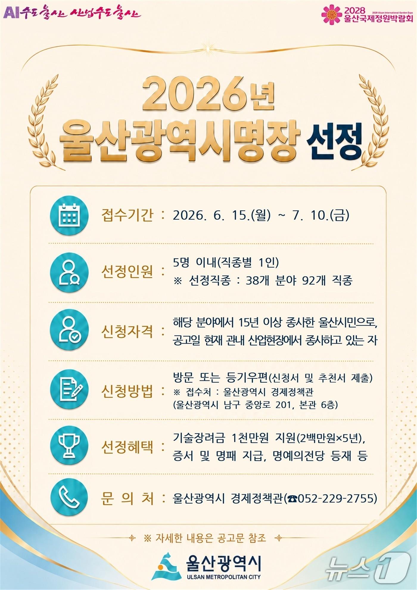 본문 이미지 - 울산광역시명장 선정 홍보 웹 포스터. (울산시 제공. 재판매 및 DB 금지) /뉴스1