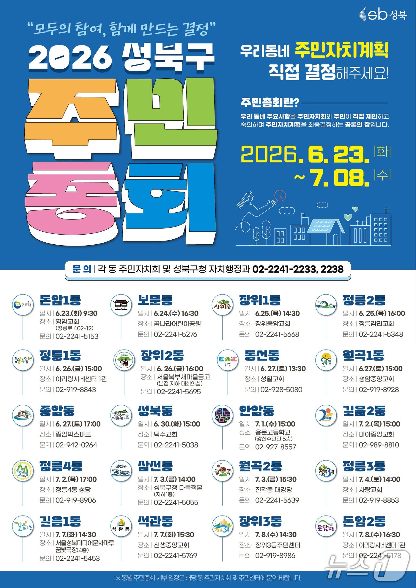 본문 이미지 - '모두의 참여, 함께 만드는 결정' 2026년 주민총회 개최.(성북구 제공)