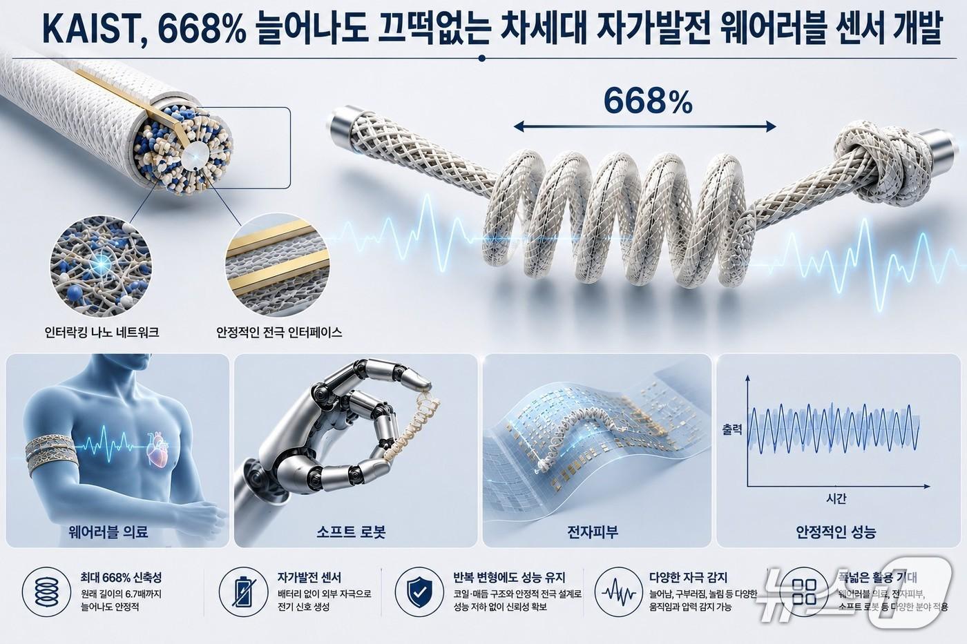 본문 이미지 - KAIST, 차세대 자가발전 웨어러블 센서 개발연구 이미지 (AI 생성) (KAIST 제공. 재판매 및 DB금지) 2026.6.17/뉴스1