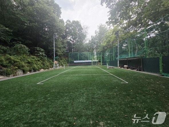 본문 이미지 - 새롭게 인조잔디를 설치한 경기 안양시 ‘골안공원’ 족구장.(안양시 제공. 재판매 및 DB금지)/뉴스1