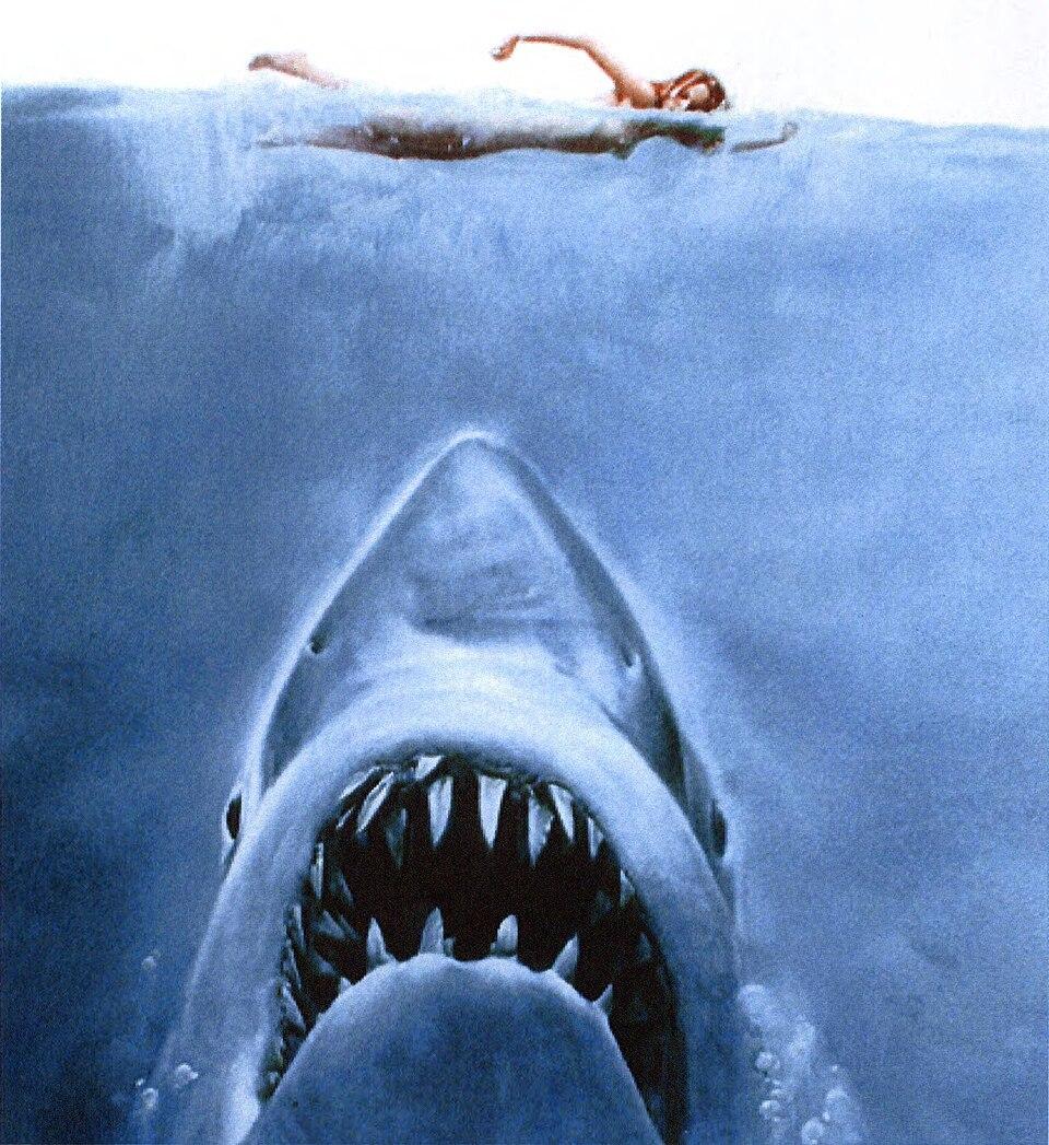 본문 이미지 - 영화 '죠스(Jaws)' 포스터 (출처: Roger Kastel, 1975, Public domain, via Wikimedia Commons)