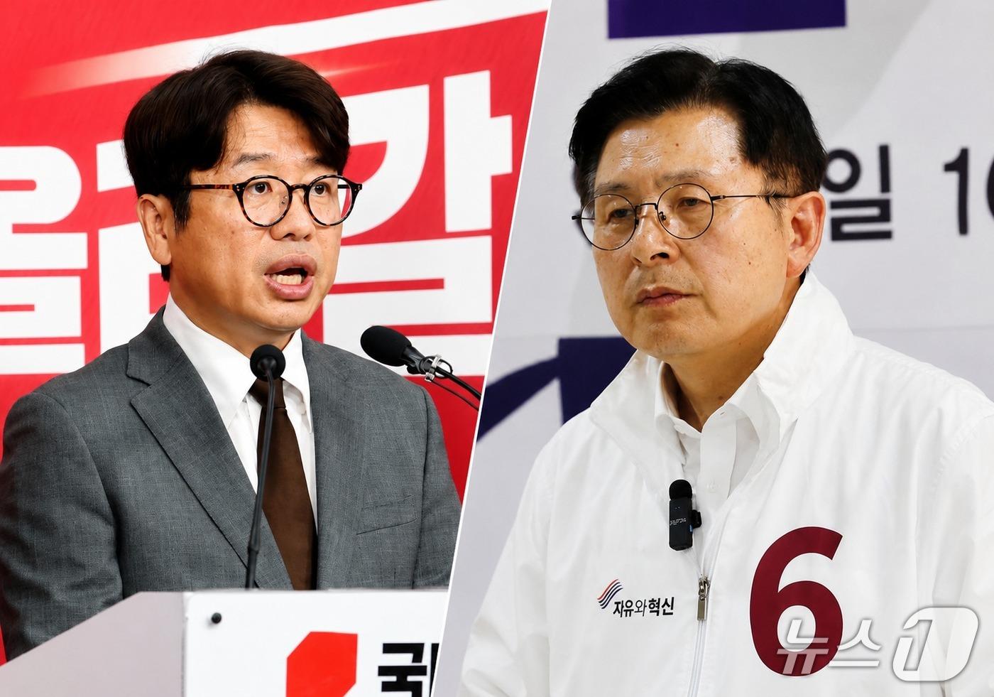본문 이미지 - 경기 평택을 국회의원 재선거에 출마한 유의동 국민의힘 후보(왼쪽)와 황교안 자유와혁신 후보. (뉴스1 DB)