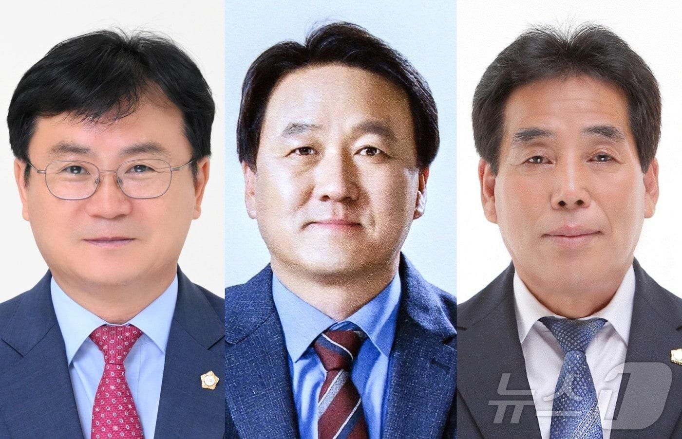 본문 이미지 - 9대 울주군의회 최다선 의원. 왼쪽부터  3선의 박기홍·정우식(국민의힘)·한성환 (민주당)당선인(가나다순). 다선  의원 가운데 정우식 당선인이 사실상 상반기 군의장에 내정된 것으로 알려졌다.ⓒ 뉴스1 김세은 기자