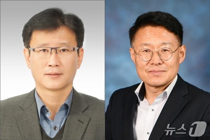 본문 이미지 - 속초시 인사위원회를 통해 4급 서기관으로 승진한 노성호 공원녹지과장(사진 왼쪽)과 최상구 노학동장.(속초시 제공, 재판매 및 DB 금지) 2026.6.24/뉴스1