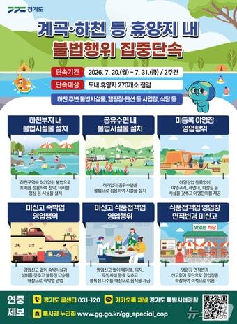 본문 이미지 - 계곡·하천 등 휴양지 내 불법행위 집중단속 그래픽.(경기도 제공. 재판매 및 DB금지)