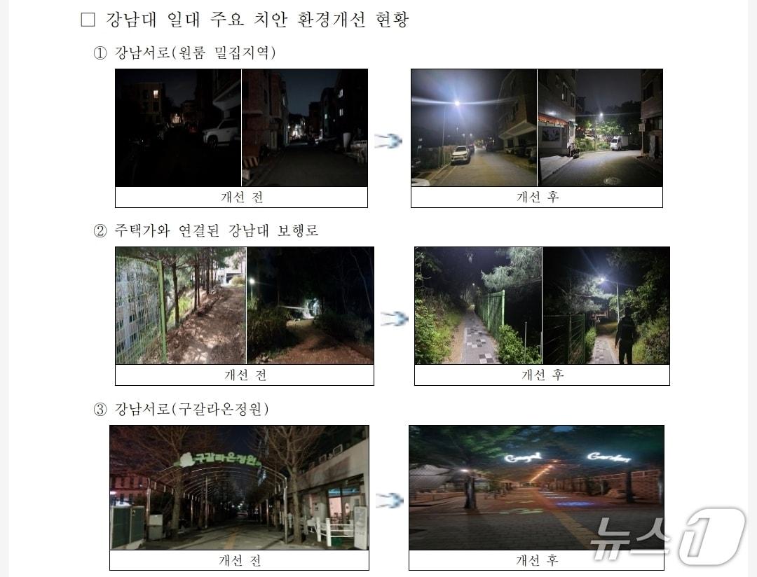 본문 이미지 - 강남대학교 일대 범죄 취약지역 치안환경 개선사업 현황. (경기 용인동부경찰서 제공. 재판매 및 DB 금지) 202.6.26/뉴스1