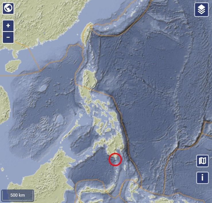 본문 이미지 - 필리핀 남부 민다나오에서 26일(현지시간) 규모 6.46의 지진이 발생했다. (사진=독일 지구과학연구센터(GFZ) 지도 갈무리)