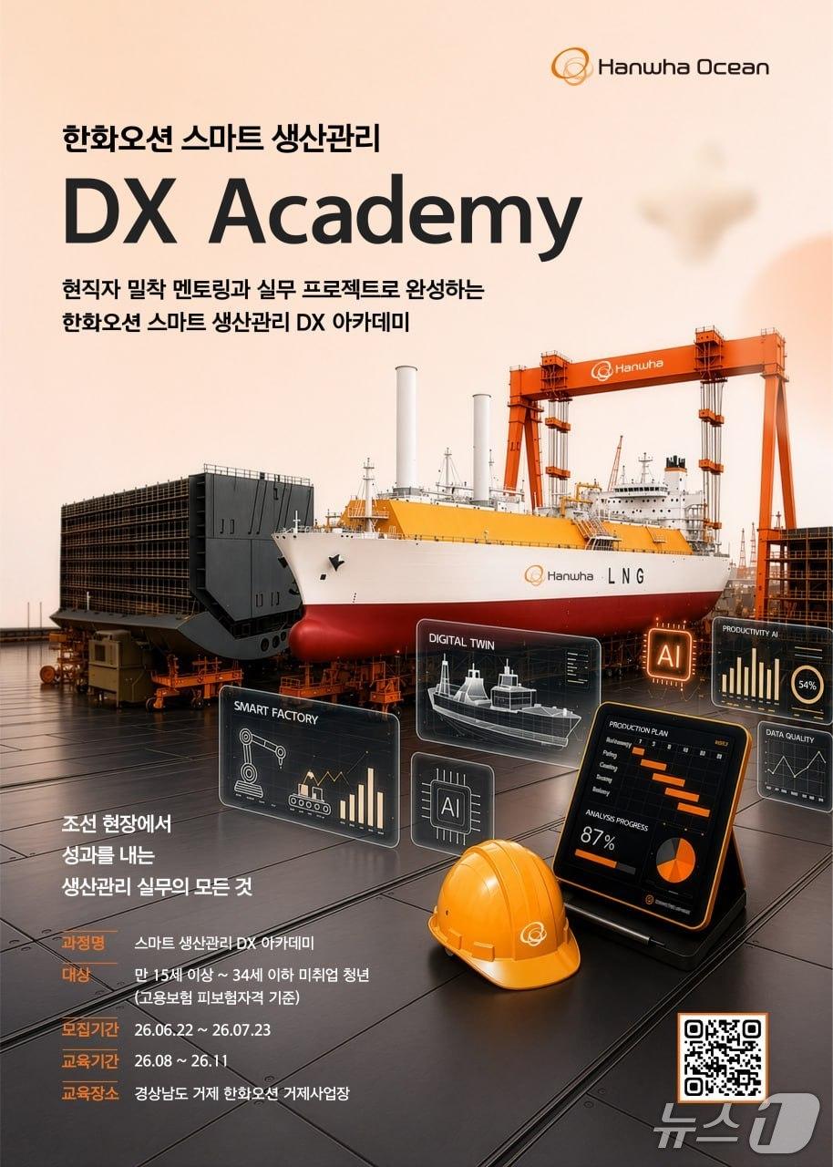 본문 이미지 - 한화오션 DX 아카데미 모집 포스터. (한화그룹 제공)