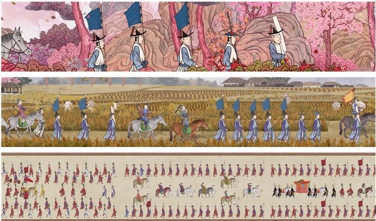 본문 이미지 - 비주얼아트 '케이-헤리티지(K-heritage) 조선왕실 행차 풍경(2024)' 중 일부 장면(국가유산청 제공)
