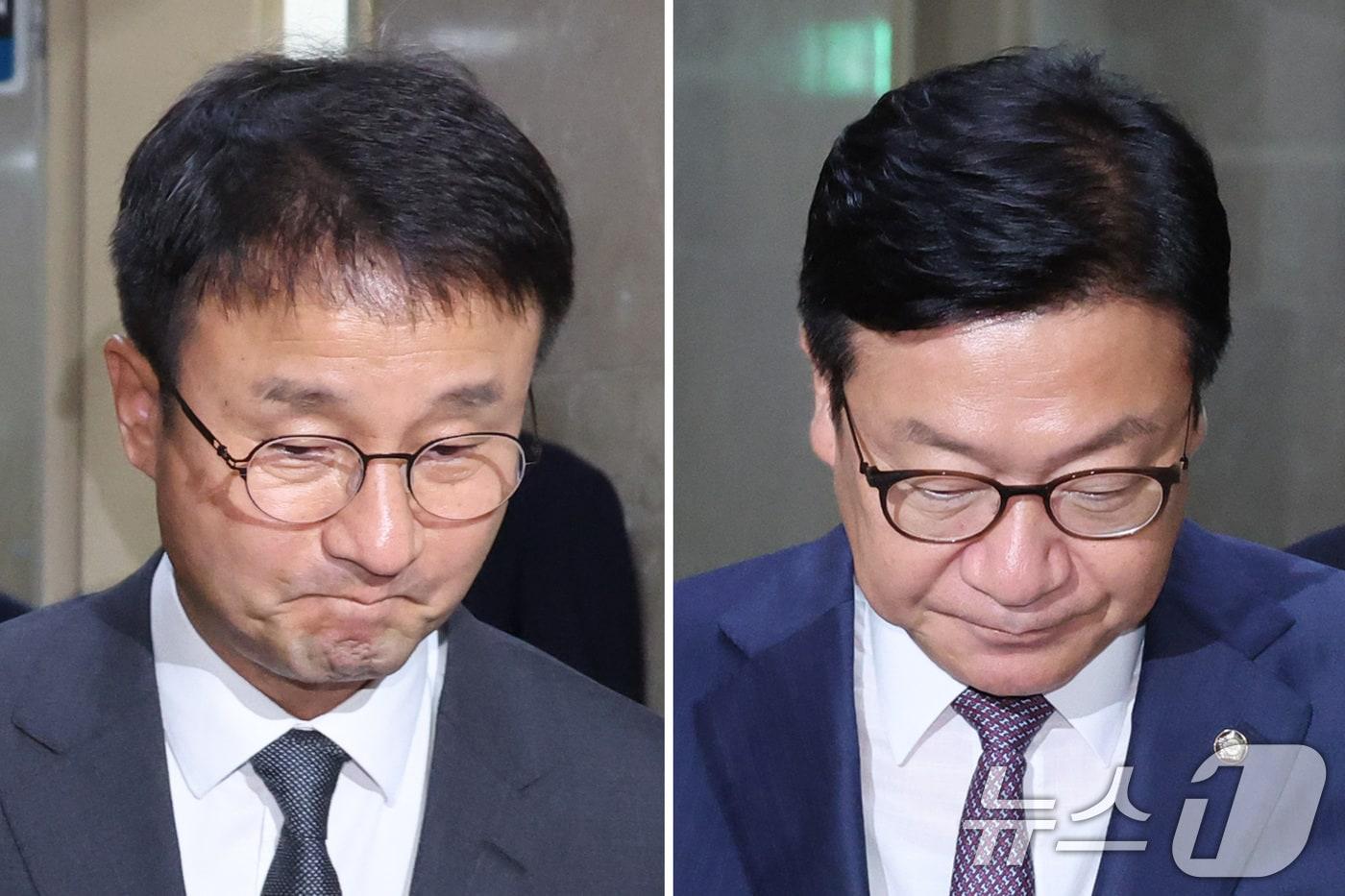 본문 이미지 - 한병도 더불어민주당 당대표 직무대행 겸 원내대표(왼쪽)와 정점식 국민의힘 원내대표가 29일 서울 여의도 국회에서 열린 여야 원내대표 회동을 마친 후 운영위원장실을 나서고 있다. 2026.6.29 ⓒ 뉴스1 신웅수 기자