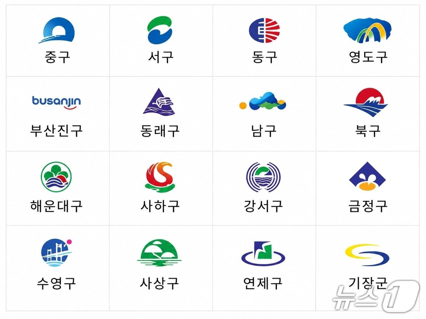 본문 이미지 - 부산 16개 구·군 심벌마크.(각 구청 제공. 재판매 및 DB금지)